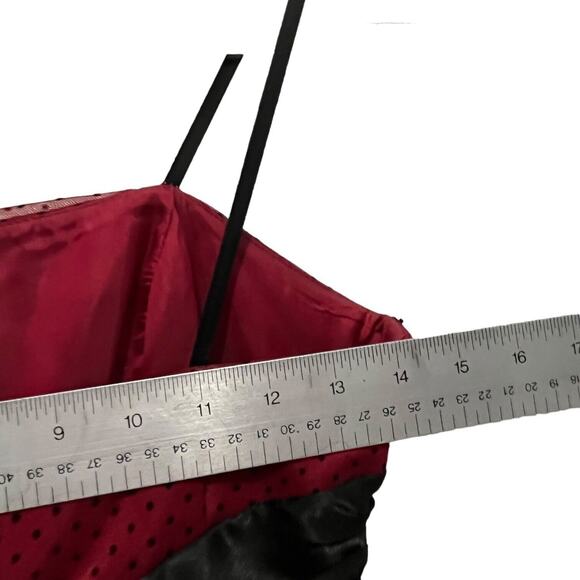 Masquerade Prom Ball Gown Dress Junior Size 3 Women Red Black Swiss Dot Retro - Picture 10 of 15